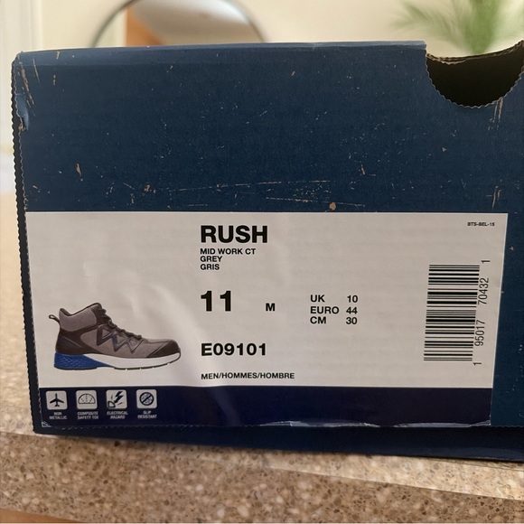 NIB Bates Rush Mid Composite Toe Non-Slip Work Boots Shoes Grey/Blue Men’s US 11 main image 7